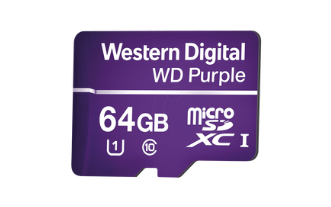 Memoria microSD de 64GB WD PURPLE, Especializada Para Videovigilancia